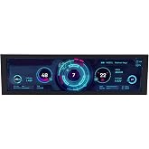 Yunir 8.8 Inch Computer Secondary Screen 1920x480 LCD Display, PC Temperature Monitor, CPU GPU Monitor for Case, Horizontal Vertical Rotation Aluminum Alloy Shell