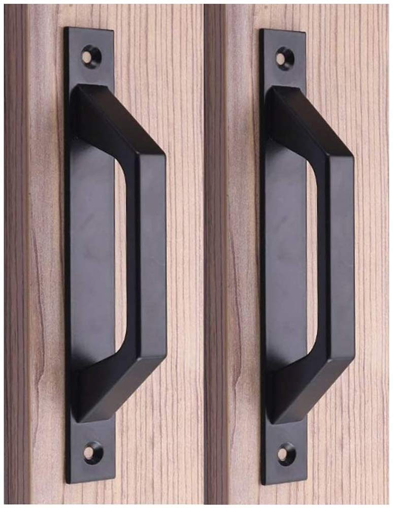 WANLIAN Sliding barn Door Handle Hardware for Wooden Garden Door shed Doors (Black 19.6cm) (D Black)