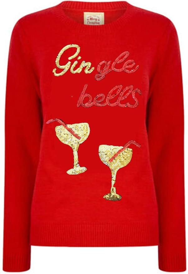 ladies red sparkly jumpers