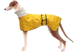 MOREZI Dog Raincoat with Reflective Bar, Rain/Water Resistant, Adjustable Vest - Dog Raincoats for Greyhounds, Lurchers and Whippets - Yellow - S