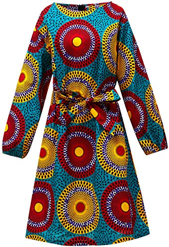 Women African Print Dress Traditional Dashiki Long Sleeves Maxi Cotton Dresses