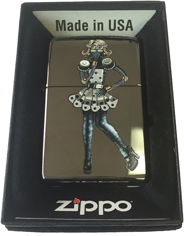 Zippo Custom Lighter - Steam Punk w/ Skirt and High Heel Shoes Black Ice