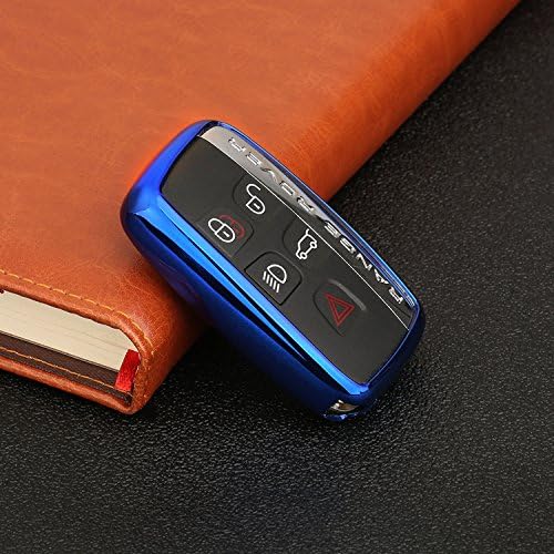 DeAutoBug Smart Keyless Remote Case Key Soft PU Protector Shell Key Fob Holder for Land Rover Evoque Freelander Discovery Sport Range Rover (Blue)