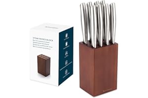 KITCHENDAO Wooden Steak Knife Storage Block - 8 Slot Compact Design Organizer