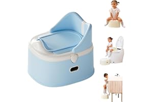 RGKQSY 3 in 1 Toddler Potty Training Toilet Seat with Steps Ladder, Foldable Potty Train Chair Adapter for Toddlers Kids Boys Girls, Blue