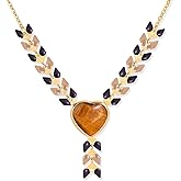Wrangler Gold Western Y Necklace for Women Statement 14K Country Natural Stone Cowgirl Boho Jewelry
