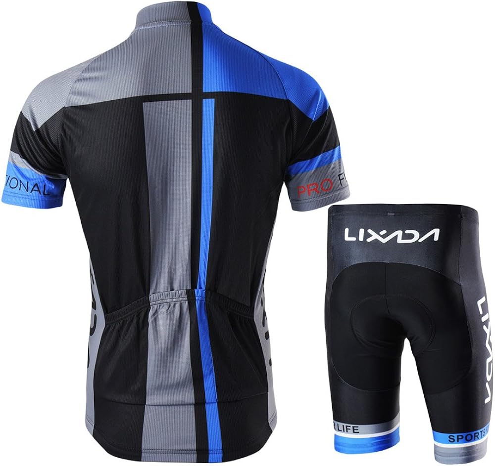 Lixada Men's Cycling Jersey Set Breathable Quick-Dry MTB Road Bike Cycling Clothing Set Short Sleeve Biking Shirt with 3D Gel Padded Shorts: Clothing