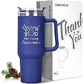 DLOCCOLD Thank You, Christmas Gifts for Coworkers, Employee Appreciation, Inspirational Birthday, Friends, Teacher, You Are Awesome, 40oz Tumbler with Handle, Navy Blue