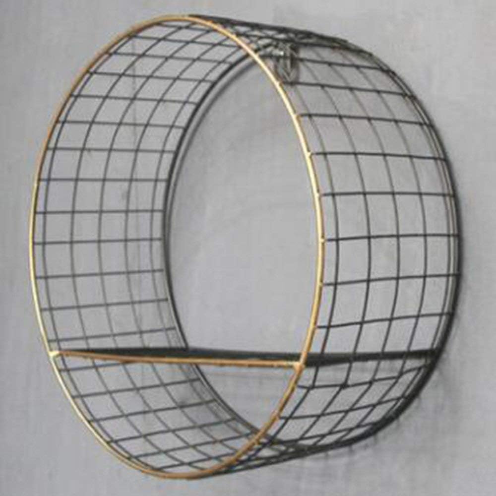 Creativity Retro Iron Art Shelf American Mesh Wall Decoration Wall Decoration Living Room Jewelry Wall Decoration Two Colors (Color : Yellow)