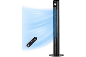 Uthfy 46" Tower Fan With Remote, 28ft/s Fan for Bedroom with 24 H Timer, 120° Oscillating Fan with 3 Speeds, 3 Modes, Portable Standing Bladeless Fans that Blow Cold Air for Room Home Office