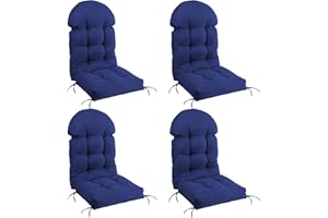 FUNBERRY Patio Chair Cushions Set of 4, Thicken Comfy Cushions for Rocker Non Slip Fade Shield Waterproof High Back with Ties