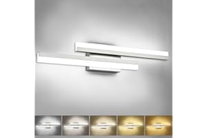 PRESDE 5 Color Changeable Bathroom Vanity Light 24inch Modern LED Brushed Nickel Bathroom Light Fixtures Over Mirror Bath Wall Lighting Bar Dimmable 5CCT