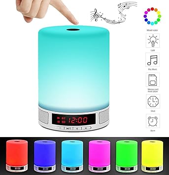 1x 3w Bluetooth Lautsprecher und LED Nachtlicht und Lichtwecker/Wake-up Light LED Bewegungsmelder Tischleuchte Nachtlicht LED