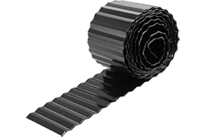 BIUEUS Corrugated Metal Garden Edging, 6"×40Ft Durable Metal Landscape Edging, Modern Corrugated Design for DIY Flower Beds and Landscaping Borders(Black)