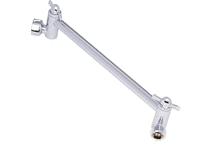 AQUA ELEGANTE Adjustable Shower Head Extension Arm - 10 Inch Brass Shower Arm Extender Hardware - Chrome