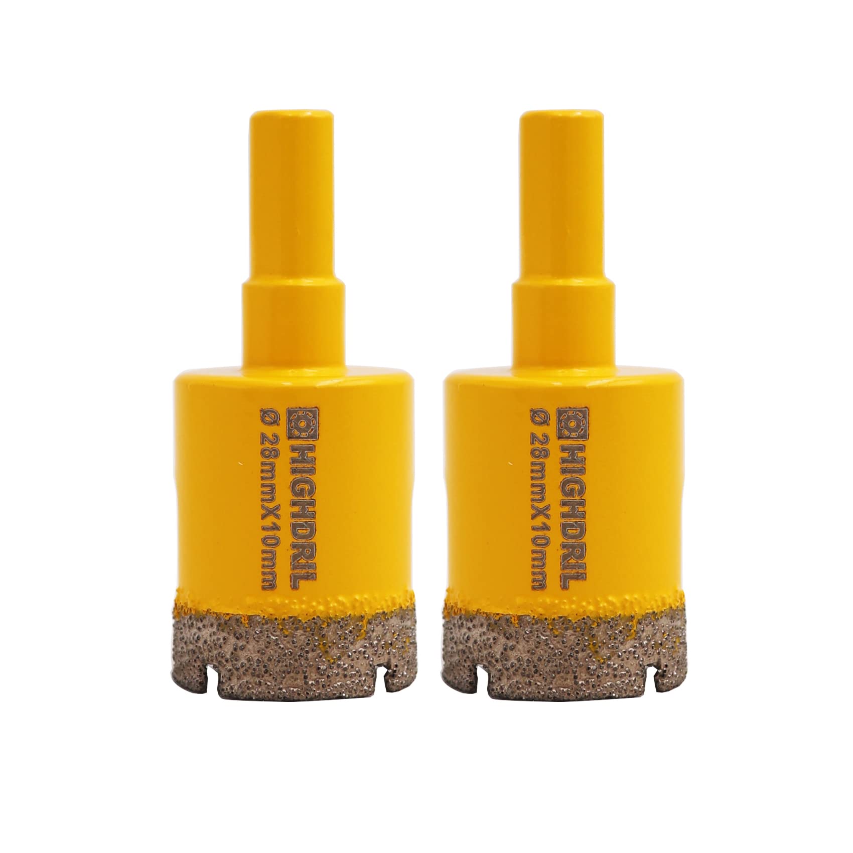 HIGHDRIL 2Pcs Diamond Core Drill Bit,Diameter 28mm Vacuum Brazed Hole Saw for Concrete Granite Marble Glass Porcelain Tile Masonry Brick,Triangle shanks