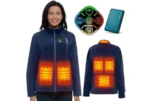 KOVNLO Heated Jackets for Women, Smart Controller with Light Out Design, Soft Fleece Electric Heating Coat with Battery Pack
