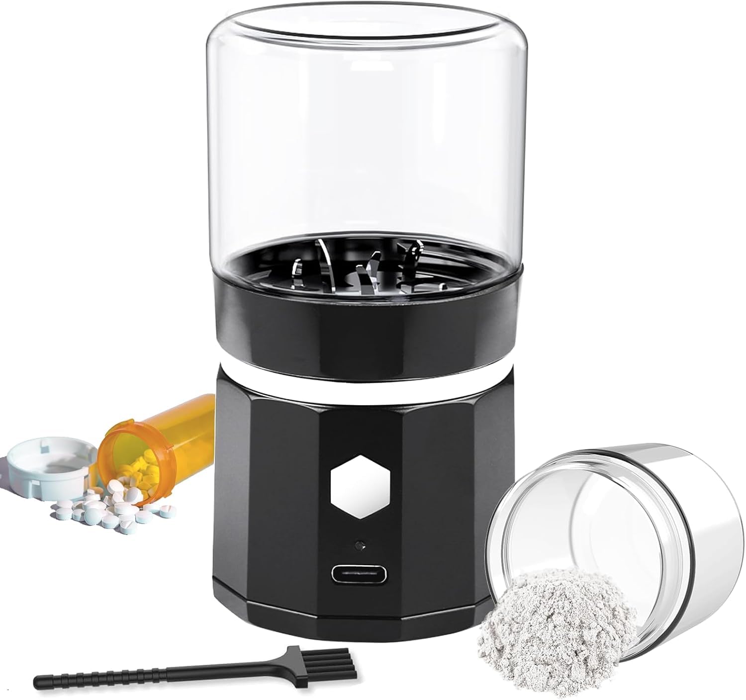 Photo 1 of Portable Cordless Electric Pill Crusher, Pill Crusher Grinder Fine Powder, Grind and Pulverize Multiple Pills & Vitamins Extremely Fine for Elderly, Suitable for Travel, Home, Workplace (Black)
