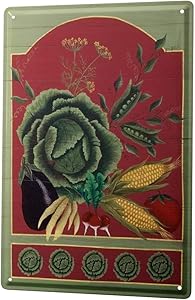 LEotiE SINCE 2004 Tin Sign Metal Plate Decorative Sign Home Decor Plaques Retro Wall Sign Vegetables Vegetarian Health Food Metal Plate 8X12
