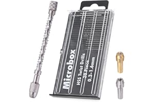Saipe 20pcs Mini Drill Bit Set + 2pcs Drill Bit Chuck, Spiral Hand Push Drill Chuck Twist Bit Micro Tool for Jewelry Making, DIY, Wood, Jewelry, Resin, Plastic (0.3-2mm)