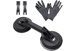MAKERELE 308 lbs Glass Suction Cups Double Heavy Duty Aluminum Handle Glass Holder Hooks to Lift Large Glass/Dent Puller/Floor Gap Fixer/Tile Suction Cup Lifter/Windows,Mirror,Granite for Moving