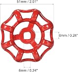 sourcing map Metal Faucet Handle Round Wheel Paint Cast Steel 6x6mm Square Red view 2