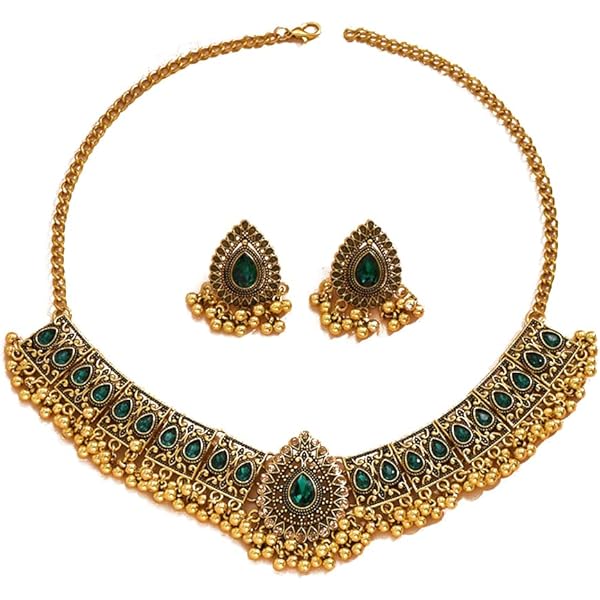 Amazon.com: Crystal Indian Jewellery Set Boho Traditional Oxidized