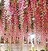 Lannu 12 Pack 3.6 FT Artificial Fake Hanging Wisteria Vine Ratta Silk Flowers String for Home Wedding Party Decor (Pink)