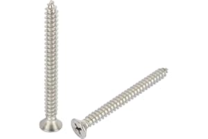 Jigreat #10 x 2" Stainless Steel 304 (18-8) Flat Head Phillips Wood Screws 50pcs Solid Stainless Screw