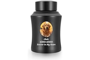 Kagrec Custom Pet urn for Dog Cat Ashes Photo Personalized Dog Cat Urn for Ashes Medium Keepsake Stainless Steel Keepsake for