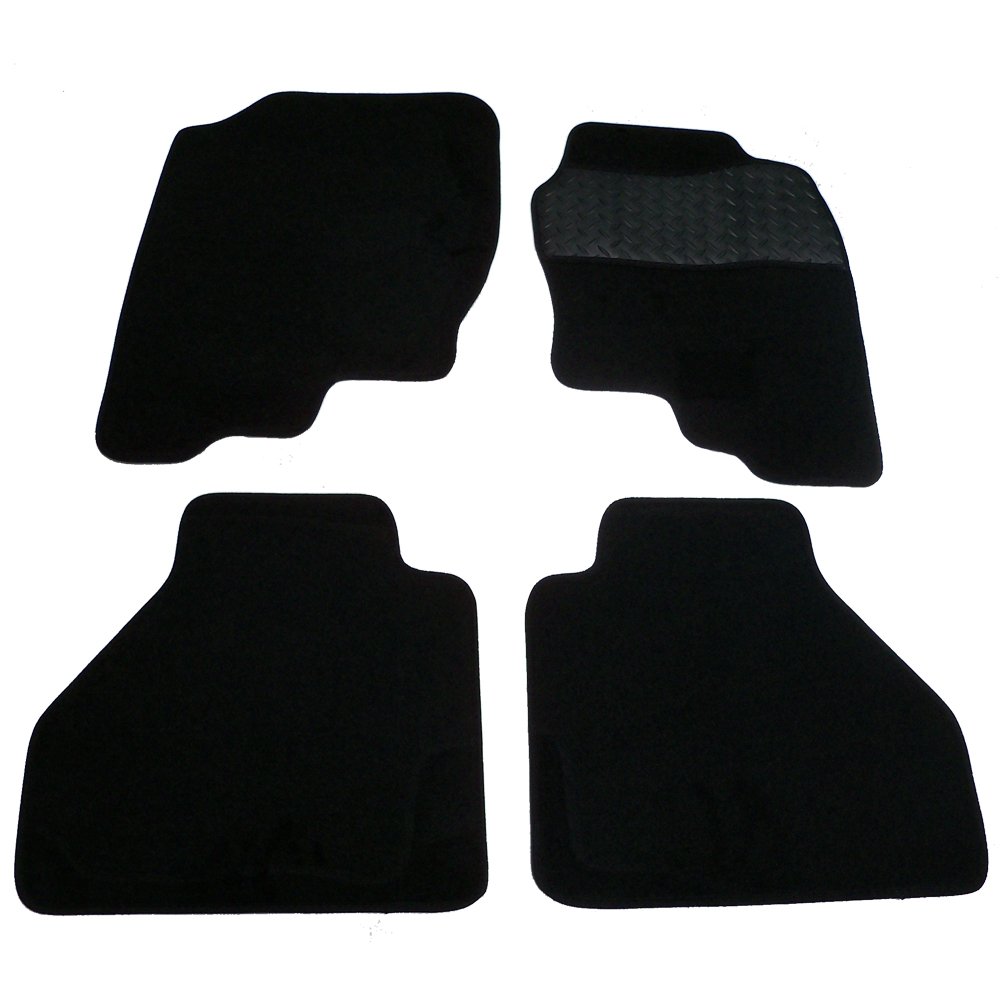 Sakura Mat Set includes Carpet with Rubber Heelpad for Nissan Navara 2005-10 Double Cab - Black