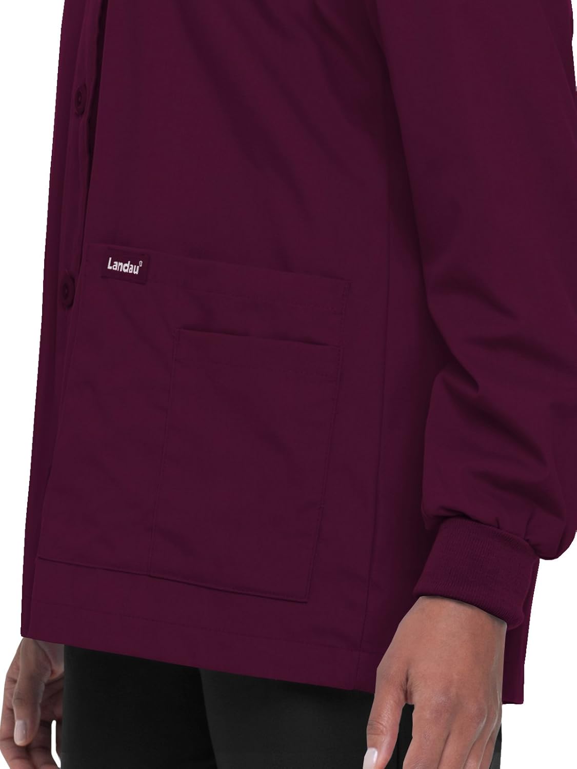 Landau Essentials 5-Pocket Cardigan Style Warm-Up Scrub Jacket for Women: Clothing