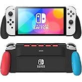 MEQI Grip Case Compatible with Nintendo Switch OLED, Unique Upgraded Designed with 5 Game Slots Comfortable & Ergonomic Grip Switch Accessories