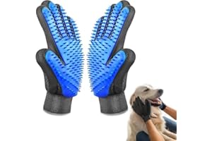 PSKONTORORA Pet Hair Removal Glove, Efficient Pets Hair Remover Mittens, Gentle Pet Grooming Glove Brush, Dog Washing Gloves for Long and Short Hair Dogs & Cats & Horses & Rabbits- 1 Pair (Blue)