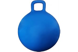 AppleRound Hippity Hoppity Jumping Ball with Pump, Bouncy Ball with Handle, 20in/50cm for Age 7-10, Kangaroo Bouncer, Space Hopper with Handle for Children, Plain Color (Blue)