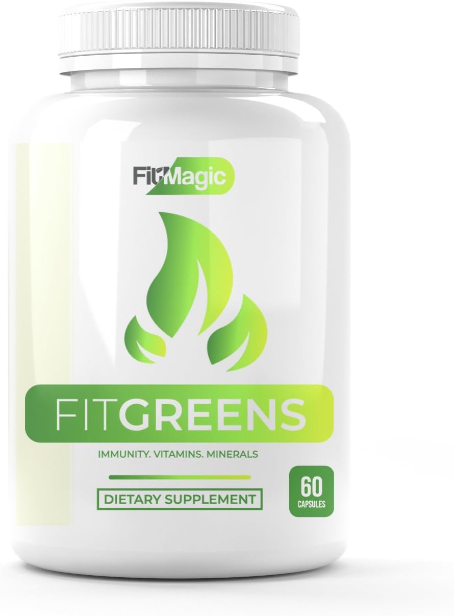 FITGREENS by FitMagic™: Healthy Immunity, Natural Vitamins, & Minerals Formula - Vegetarian, Dairy & Gluten Free - Made in USA (30-Day Supply)