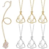 NBEADS 6 Pcs 2 Colors Crystal Holder Necklace, Adjustable Empty Stone Cage Chain DIY Jewelry Making Supplies for Pendants Charms Beads, Platinum Golden, 23.74 Inch