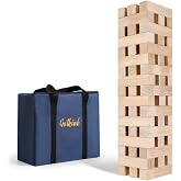 GOTHINK Giant Tumbling Tower Game, Super Large 51pcs Wooden Blocks Stacking Game, Stacking Up to 5.5 Feet, Timber Blocks with Carry Bag, Jumbo Blocks Outdoor Indoor Game Toy Gift for Kids and Adults