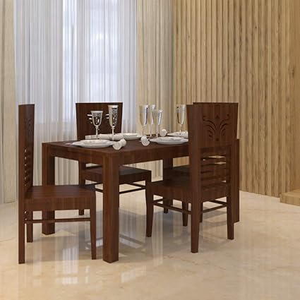 Asian Furnitech Crisa Solid Wood Dining Table Set With 4 Chairs