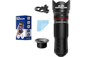 YOURELEXIT 40X Telephoto Lens for iPhone Android Phones, 2-in-1 Mobile Phone Camera Lens Kit with Universal Clip, HD Magnifier for Smartphone Photography - Compatible with All Smartphones