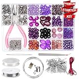 Modda Jewelry Making Kit- DIY Beading Arts and Crafts Kits for Teen Girls, Beginners, Adults - Includes Supplies, Beads, Charms, Instructions for Bracelets, Necklaces, Earrings Making - Purple Kit
