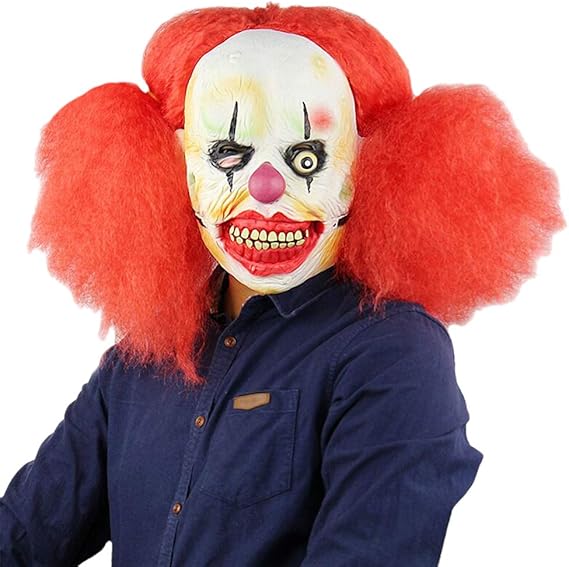Amazon Nuoka ハロウィン 怖い コスチューム パーティー 小道具 ピエロマスク ラテックス ペニーワイズ マスク 赤い髪付き M 048 コスプレ 仮装 通販