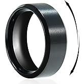 TGNEL Mens Black/Silver Spinner Wedding Ring Titanium Steel Rings 8mm, Brushed Stainless Steel Stress fidget Wedding Band for Anxiety Comfort fit