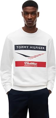 Unisexe Sweatshirt TH X Cadillac F1 Chevron Crewneck Coton, Blanc (White), L
