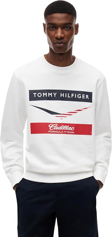 Unisexe Sweatshirt TH X Cadillac F1 Chevron Crewneck Coton, Blanc (White), L — photo 1 sur 7
