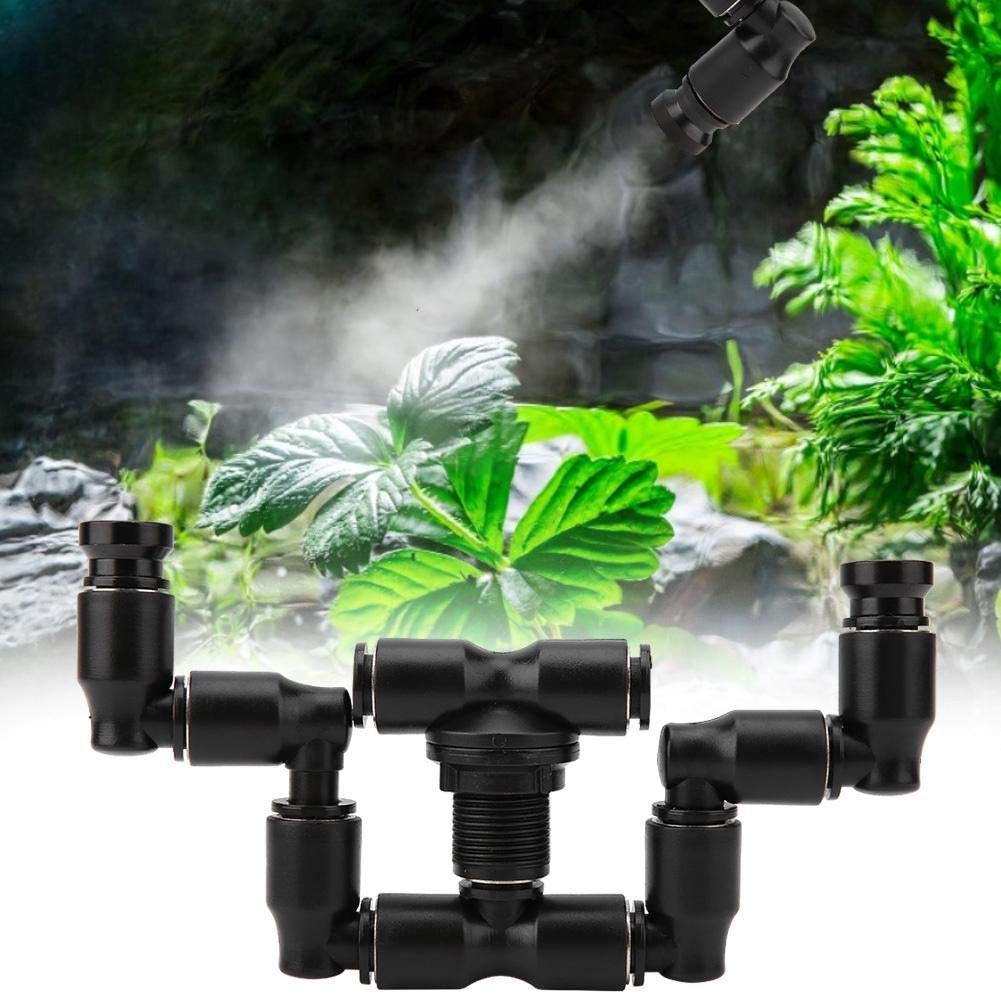 Reptiles Terrarium Nozzle, Reptiles Fogger Mist Sprinkler 360¡ãAdjustable Double Head Mini Spraying Nozzle for Aquarium System Connect 1/4'' Tub