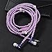 Fashionable Jewelry Pearl Necklace Earphones with Mic Beads 3.5mm in-Ear Wired Headphone Connect to Smartphone, iPhone, iPad,Samsung, BlackBerry