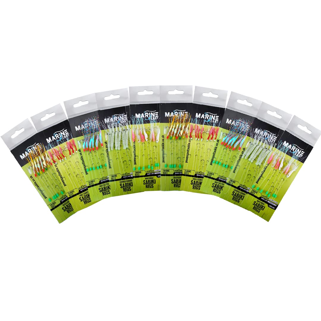 Marine Cast 7 hooks sabiki rigs/Mackerel feathers (5/10 pack) (Mixed 10(2 each))