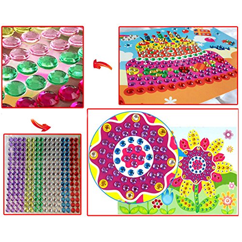 Alician Funtoy for 10 Pcs 3D Crystal Mosaics Sticker Creative Art Sticker Intelligent Development Toys Christmas Birthday Gift (Random Send)