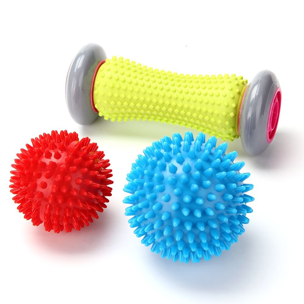 Foot Massager Roller & Spiky Balls - RIGHTWELL Plantar Fasciitis Massager, Foot Roller for Plantar Fasciitis Treatment (1 Roller+2 Balls)